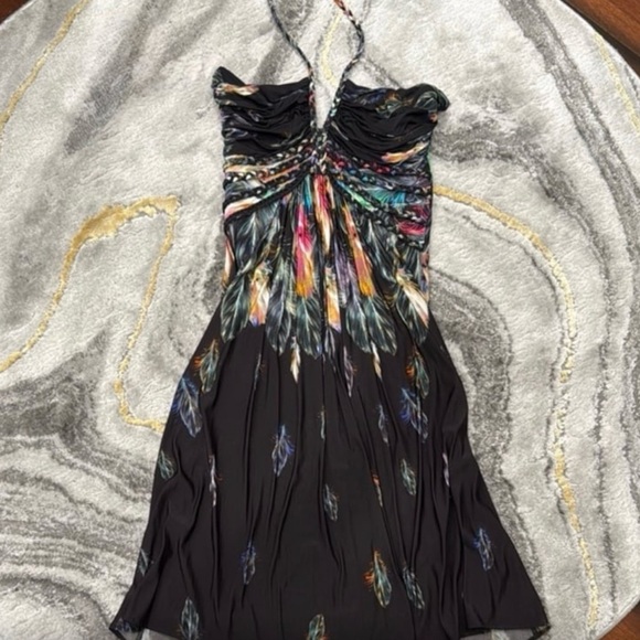 Vintage Y2K Native American Feather Braided Halter Boho Glam Sundress Resort - Picture 6 of 6